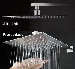 Chrom 2-Way Concealed Shower Mixer Square 40cm Over Head Rail Bathroom Hand Set