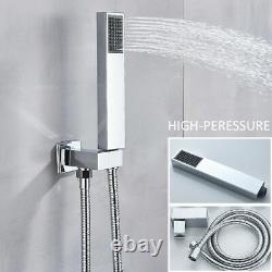 Chrom 2-Way Concealed Shower Mixer Square 40cm Over Head Rail Bathroom Hand Set