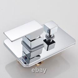 Chrom 2-Way Concealed Shower Mixer Square 40cm Over Head Rail Bathroom Hand Set