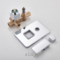 Chrom 2-Way Concealed Shower Mixer Square 40cm Over Head Rail Bathroom Hand Set