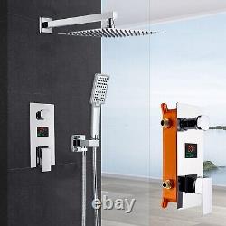 Chrome Concealed Shower mixer Valve 30cm Square Rain Head Combo Shower Taps Set