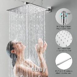 Chrome Concealed Shower mixer Valve 30cm Square Rain Head Combo Shower Taps Set