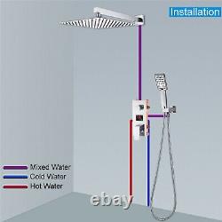 Chrome Concealed Shower mixer Valve 30cm Square Rain Head Combo Shower Taps Set