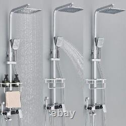 Chrome Exposed Shower Mixer Twin Head Large Bar Set Bathroom Square Valve System