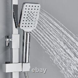 Chrome Exposed Shower Mixer Twin Head Large Bar Set Bathroom Square Valve System