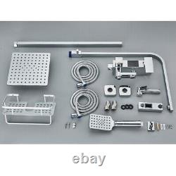 Chrome Exposed Shower Mixer Twin Head Large Bar Set Bathroom Square Valve System