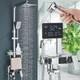 Chrome Led Exposed Bathroom Shower Mixer Twin Head Large Bar Set Square Valve