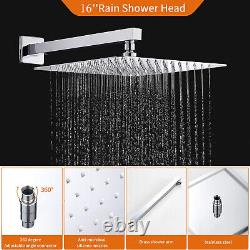 Chrome Shower Mixer Set Concealed 3 way Valve Wall Mount Large Square Twin Head