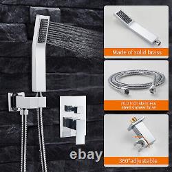 Chrome Shower Mixer Set Concealed 3 way Valve Wall Mount Large Square Twin Head
