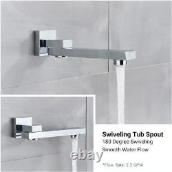 Chrome Shower Mixer Set Concealed 3 way Valve Wall Mount Large Square Twin Head