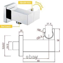 Chrome Square Dual Shower Heads Ceiling Set Concealed Mixer Handset Holder Kit