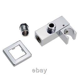 Chrome Square Dual Shower Heads Ceiling Set Concealed Mixer Handset Holder Kit