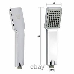 Chrome Square Dual Shower Heads Ceiling Set Concealed Mixer Handset Holder Kit