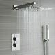 Chrome Thermostatic Shower Mixer Square Bathroom Concealed Twin Head Valve Set