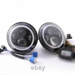 Classic Mini 7'' Silver Chrome LED Head Lights Halo Ring plug and play 1275 1.3