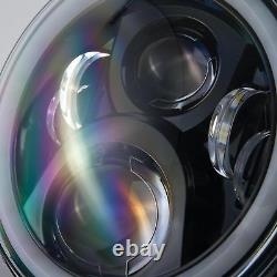 Classic Mini 7'' Silver Chrome LED Head Lights Halo Ring plug and play 1275 1.3