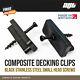 Composite Decking Clips Hidden Fixings Plastic T Wpc & Black Stainless Screws
