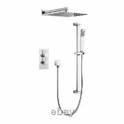 Concealed 300mm Over Head Thermostatic Shower Mixer Valve Set & Shower Rail Kit