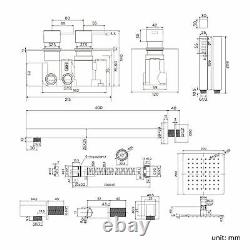 Concealed 300mm Over Head Thermostatic Shower Mixer Valve Set & Shower Rail Kit