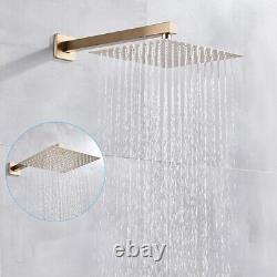 Concealed Bathroom Shower Mixer Tap Set Square 30cm Head Hand Spray Brushed Gold