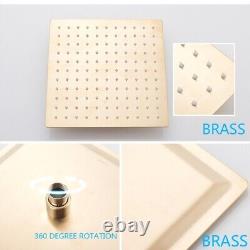 Concealed Bathroom Shower Mixer Tap Set Square 30cm Head Hand Spray Brushed Gold