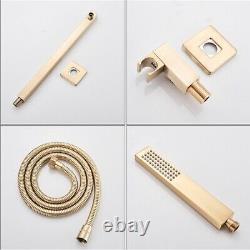 Concealed Bathroom Shower Mixer Tap Set Square 30cm Head Hand Spray Brushed Gold