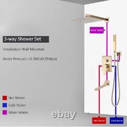 Concealed Bathroom Shower Mixer Tap Set Square 30cm Head Hand Spray Brushed Gold