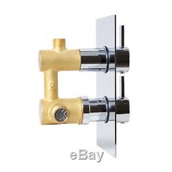 Concealed Chrome Thermostatic Shower Mixer Valve Square Dual Control Shower Head