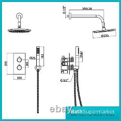 Concealed Shower Mixer Thermostatic Brass Valve Over Head with Rail Bathroom Set