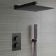 Concealed Thermostatic Shower Mixer Square Chrome Bathroom Twin Head Valve Set