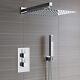 Concealed Thermostatic Shower Mixer Square Chrome Bathroom Twin Head Valve Set