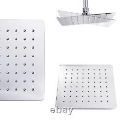 Concealed Thermostatic Shower Mixer Square Chrome Bathroom Twin Head Valve Set