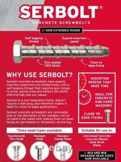 Concrete Screwbolts Masonry Anchor Bolts MultiFix Serbolts New Extended Range