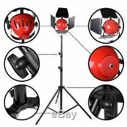 Continuous LED Red Head Lighting Kit 650W 5400K Video Light with Barn Doors