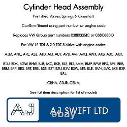 Cylinder Head Assembly for VW Audi 1.9 & 2.0 TDI 8V Golf Mk4 Mk5 T5 Passat A3 A4