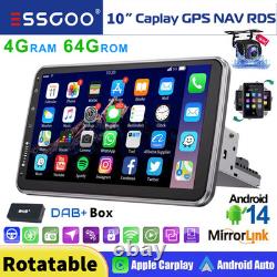 DAB+ Single Din Apple CarPlay Android 14 Rotatable Car Radio Stereo Head Unit