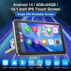 DAB+ Single Din Apple CarPlay Android 14 Rotatable Car Radio Stereo Head Unit