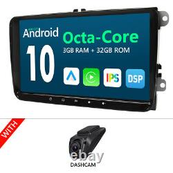 DVR+For VW RCD360 9 Android 10 Head Unit GPS Sat Nav Apple CarPlay Car Stereo