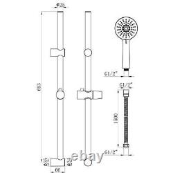 Dual Control Thermostatic Exposed Shower Mixer Valve 137mm 150mm Centres + Riser