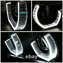 Dual Led U-halofor 96-03 Bmw E39 5-series Black Projector Headlight Head Lamps