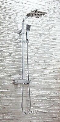 Elliot Square Thermostatic Shower System Bar Slide Rail Kit Rainshower Head SK