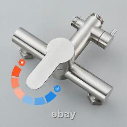 Exposed Shower Mixer Bathroom Twin Head Round Square Bar Set Wall Shower Taps