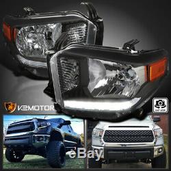 Fits 2014-2018 Toyota Tundra LED Headlights Head Lamps Black Left+Right