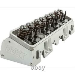 Flo-Tek SBC 350 Chevy Aluminum Assembled 64cc Cylinder Head with Studs Guideplates