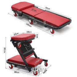 Folding Mechanics Car Creeper Rolling Garage Padded Seat Wheeled with Head Rest