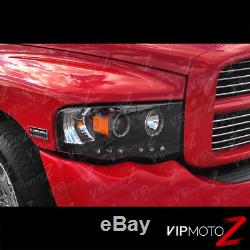 For 02-05 Dodge Ram 1500 Black Halo LED Projector Head Light 03-05 Ram 2500 3500