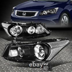 For 08-12 Honda Accord Sedan Black Housing Clear Corner Headlight Head Lamps