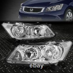 For 08-12 Honda Accord Sedan Chrome Housing Clear Corner Headlight Head Lamps