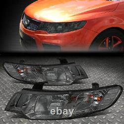 For 10-13 Forte Koup Smoked Housing Clear Corner Headlight Replacement Head Lamp