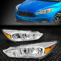 For 15-18 Ford Focus Chrome Housing Amber Corner Headlight Replacement Head Lamp